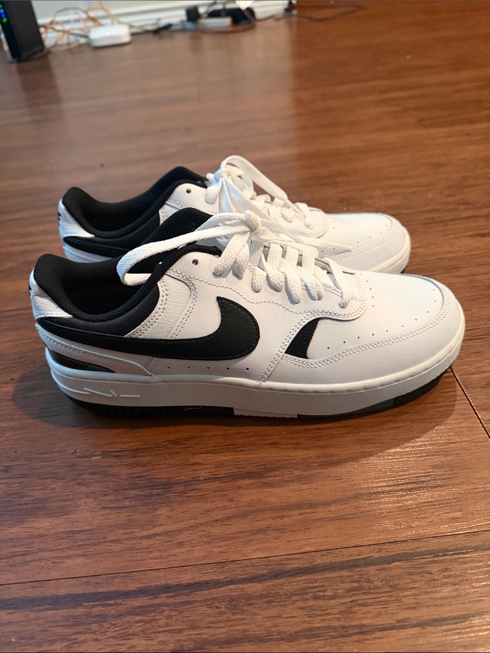 Nike Kids White and Black Swoosh Court Sneakers